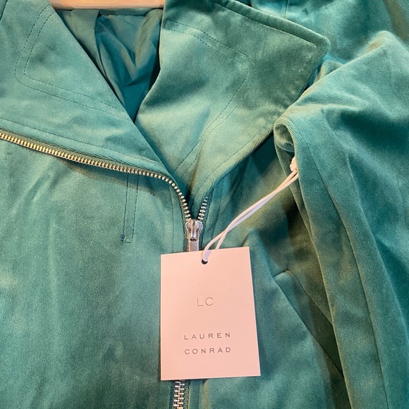 NWT LC Lauren Conrad Teal Faux Leather Jacket - Picture 8 of 9